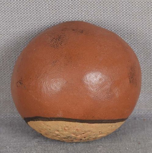 19c Japanese ceramic Bizen netsuke CHESTNUT