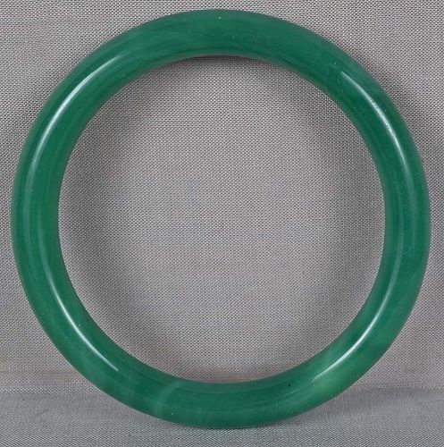 19c Chinese Peking glass green jadeite bangle BRACELET