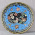 Early 19c Japanese cloisonne small PLATE flowers tea ceremony