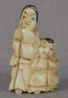 19c marine netsuke MOTHER & SON