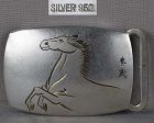 1920s Japanese silver BELT BUCKLE HORSE by SHUNSEI