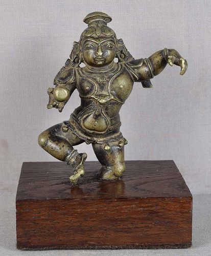 18/19c Indian bronze DANCING KRISHNA