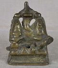 18c Indian bronze SHIVA SHRINE Parvati Ganesha Nandi