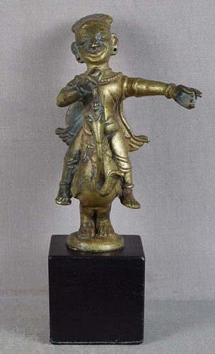 18c Indian bronze SAINT KARTIKEYA / SKANDA on peacock