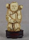 18c Chinese carving BOY with peaches