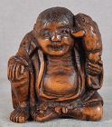 19c netsuke GAMA SENNIN with toad