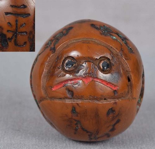 19c walnut netsuke TENGU by NIKO