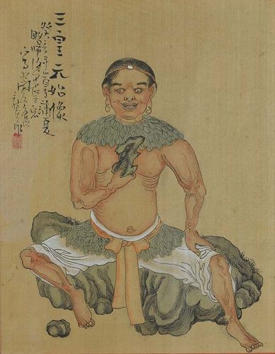 19c Chinese PAINTING on silk LOHAN disciple of Buddha