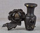 19c Japanese MAE-KANAGU pouch clasp VASE & PEONY