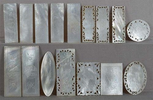 16 mother of pearl 19c Chinese export LOO CHIPS / COUNTERS