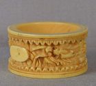 19c Chinese export NAPKIN RING dragon among clouds