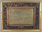 19c Chinese bronze plaque DRAGON in flight