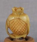 19c staghorn OJIME netsuke slide POMEGRANATE