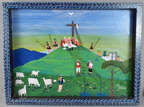 1989 painting DEATH OF JESUS by Quechua artist Francisco Ilaquichi