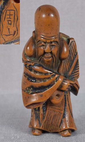 19c netsuke God FUKUROKUJU by NAGAMACHI SHUZAN