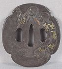 Large 18c Japanese sword TSUBA Kanzan and Jittoku