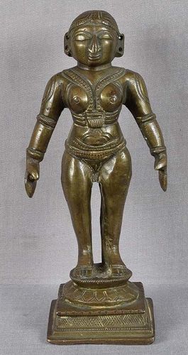 19c Indian bronze FEMALE MARIPACHI STATUE