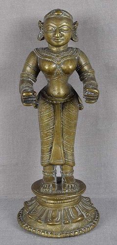 Early 19c Indian bronze DEEPALAKSHMI Orissa