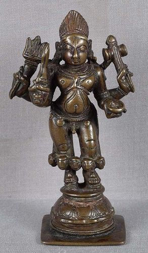 18c Indian bronze LORD SHIVA with skull necklace