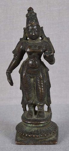 19c Indian bronze votive statue SRI DEVI