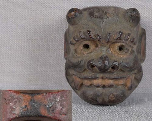 19c netsuke MASK ONI by RYUUN