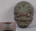 19c netsuke MASK green skinned DEMON by RYUUN