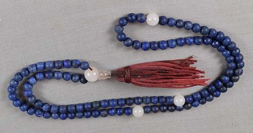 19c Chinese lapis lazuli BUDDHIST ROSARY mala