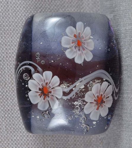 1910s glass OBIDOME netsuke FLOWERS & STREAM