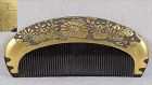 19c Japanese lacquer buffalo horn KUSHI hair comb by GYOKUZAN