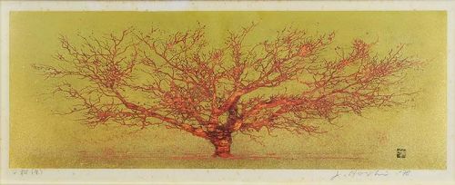 Joichi HOSHI print ONE TREE (GOLD) 1978