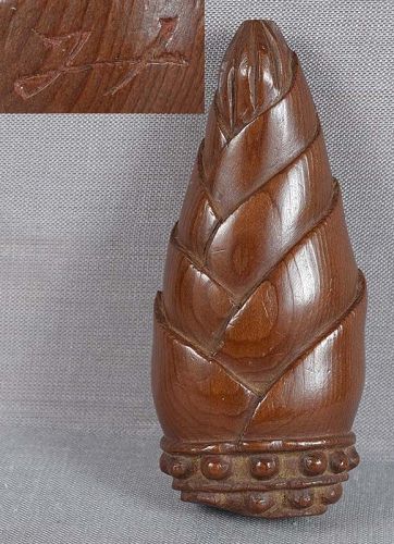 Meiji / Taisho netsuke BAMBOO SHOOT signed / inscribed