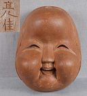 1900s Japanese mask OKAME by netsuke carver SUKEZUMI