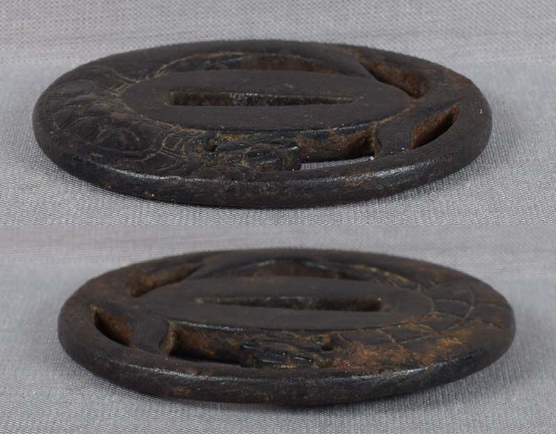 19c Japanese sword TSUBA MINOGAME / SNAKE-TORTOUISE