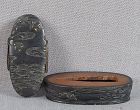 19c Japanese sword FUCHI KASHIRA PLOVERS over waves