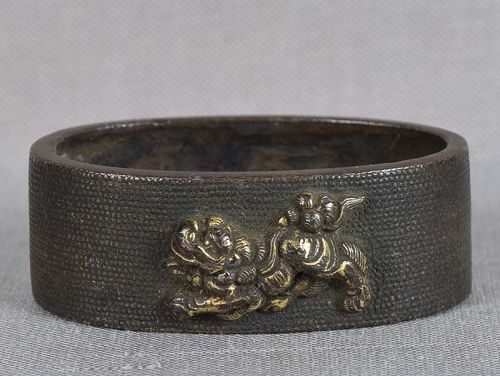 19c Japanese sword FUCHI playful shishi