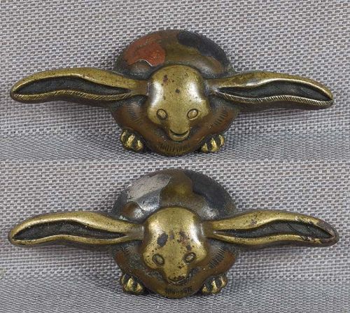 18c pair Japanese sword MENUKI RABBITS