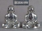 Pair 1930s Japanese silver salts AMIDA BUDDHA