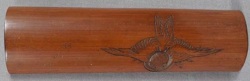 19c Japanese scholar WRIST REST SPARROW in flight