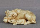 18c netsuke COW & CALF