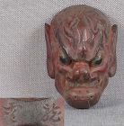 19c netsuke MASK red DEMON by RYUUN