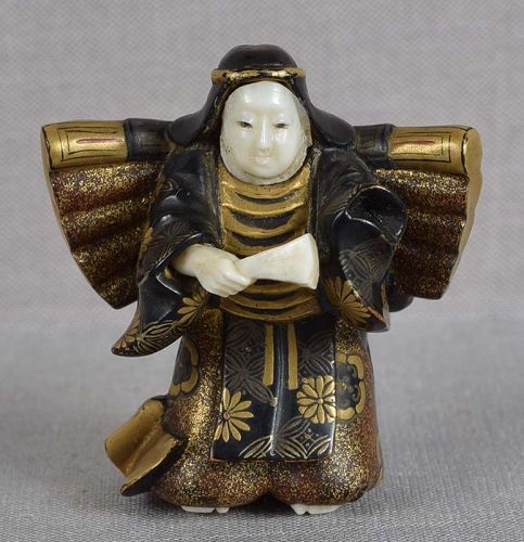 19c lacquer netsuke BUTTERFLY DANCER