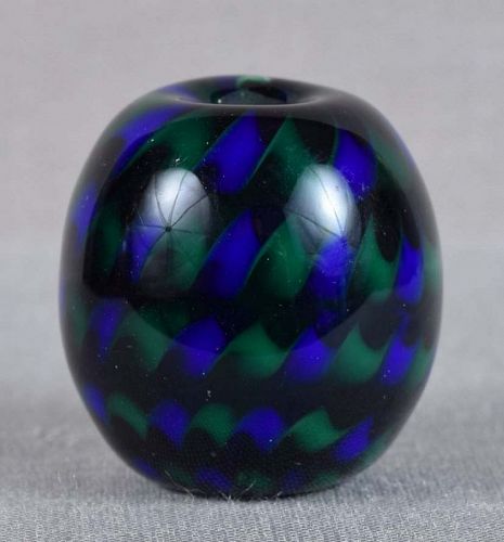 Large Japanese glass OJIME netsuke slide black/blue/green