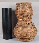 19c Japanese IKEBANA BASKET wall vase