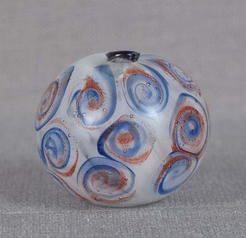 Glass OJIME netsuke slide hollow inside multiple SPIRALS design