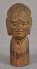 19c devotional Japanese sculpture HEAD OF RAKAN inscribed