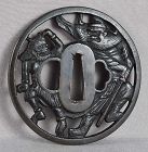 18/19c Japanese sword TSUBA SHOKI demon queller & oni