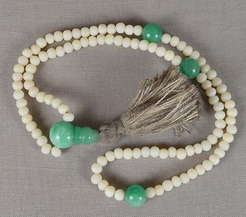 19c Chinese / Tibetan angel skin CORAL BUDDHIST ROSARY mala