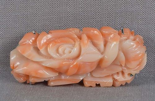 19c coral OBIDOME netsuke PINK ROSE