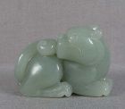 19c Chinese JADE carving RESTING DOG