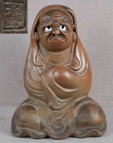 19c BIZEN okimono meditating DARUMA by EISHO